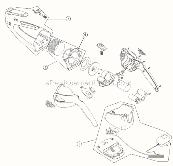 Page A Diagram and Parts List for M0886X  Dirt Devil Hand Vacuum